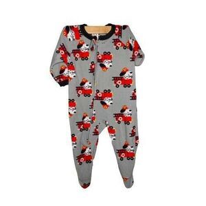 Snoopy Footed Pajamas Boys 18 Month Red Gray Zipper Crew Neck Flame Resistant